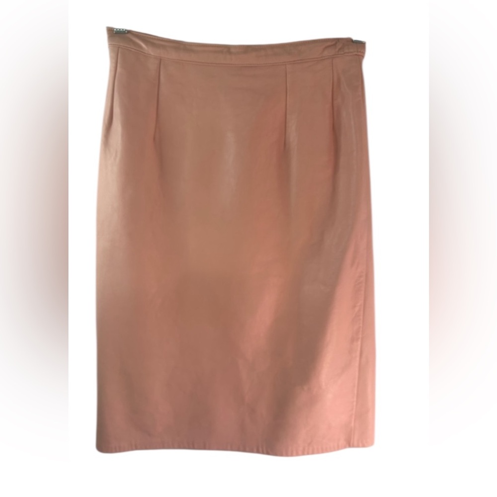 Vintage 80s Cache leather pink midi skirt woman size 10